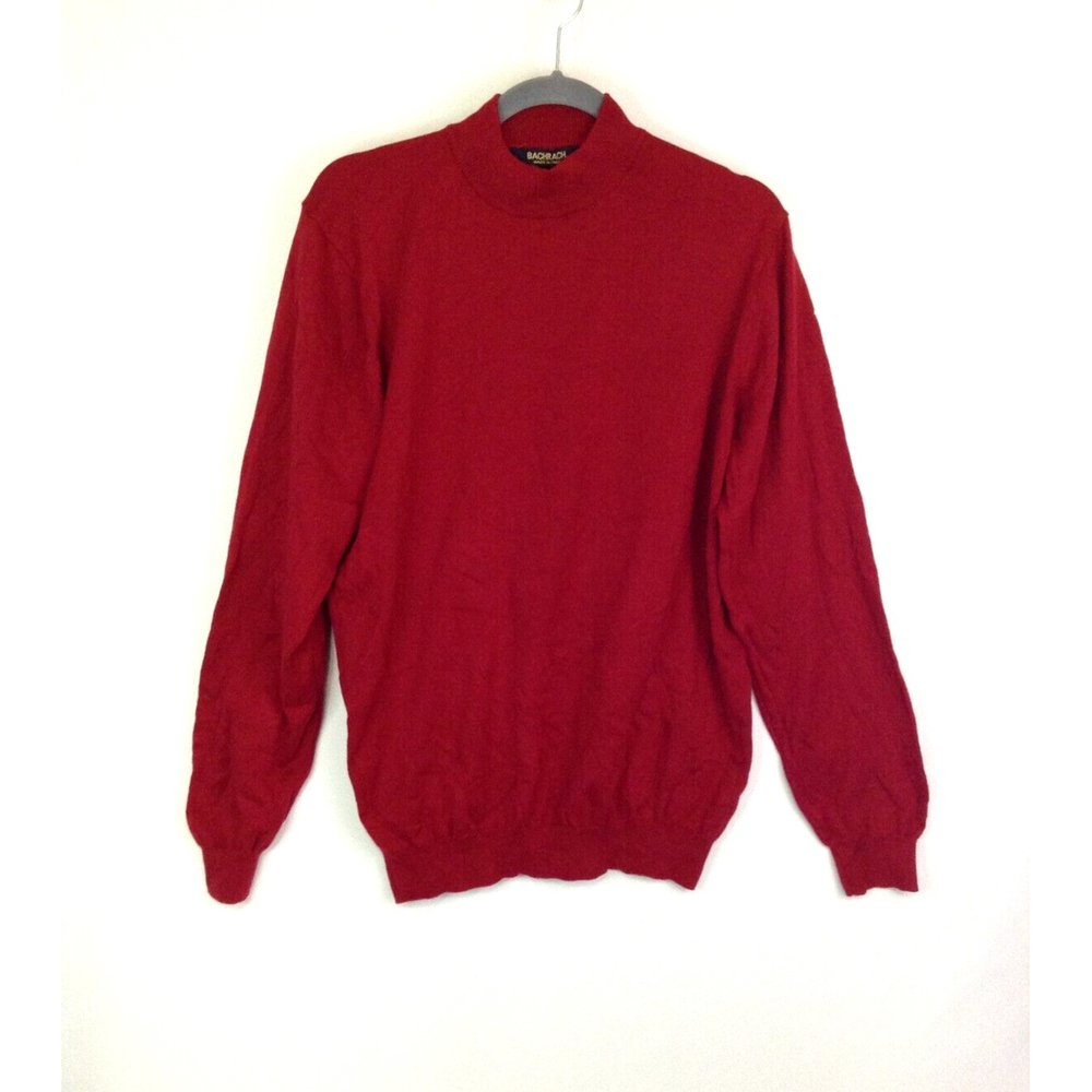 Bachrach Men's Pullover Sweater Size Large Red 100% Cotton Made in Italy